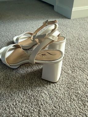Nordstrom Cream Block Heel Ankle Strap Sandals